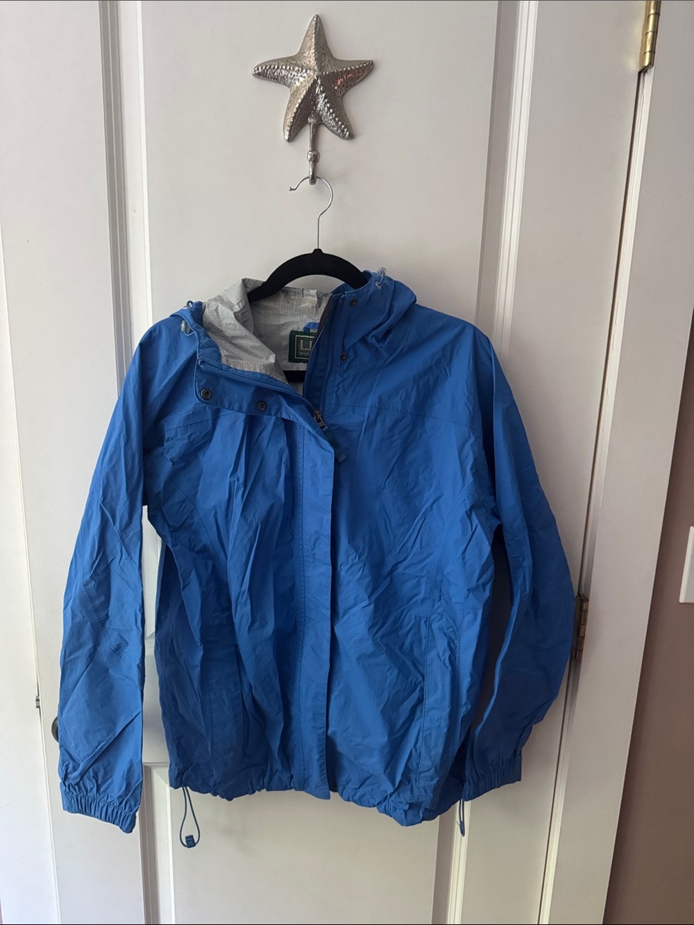 L.L. Bean Blue Hooded Raincoat